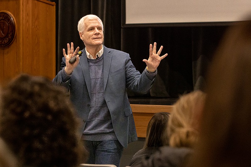 Josh Cobb/News Tribune    Education speaker Rick Wormeli was at Blair Oaks Friday Morning. Rick was there to speak to a group of teachers as part of a day of professional development.