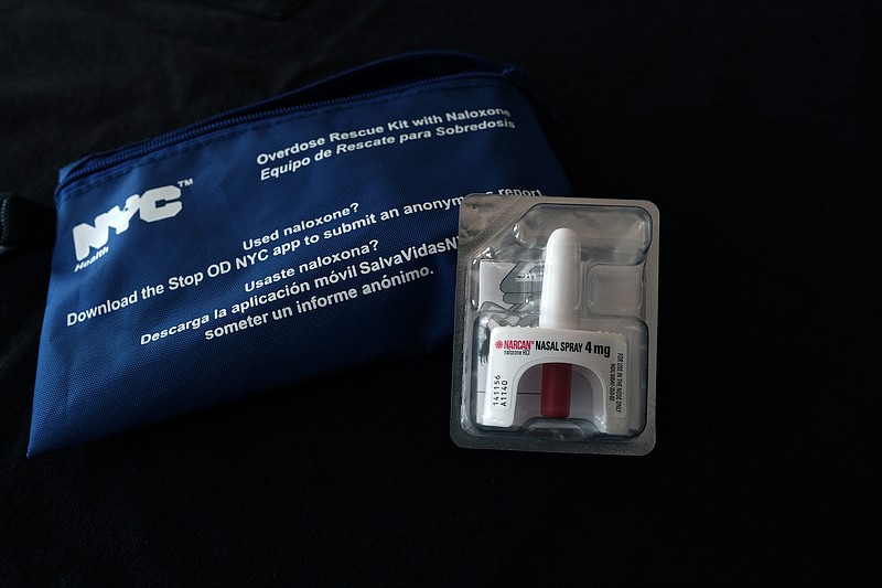 In this photo illustration, a Narcan nasal overdose kit, given out free by the city of New York, is displayed as part of the Brooklyn Community Recovery Center's demonstration on how to use Narcan to revive a person in the case of a drug overdose on Sept. 1, 2022, in the Brooklyn borough of New York City. (Spencer Platt/Getty Images/TNS)