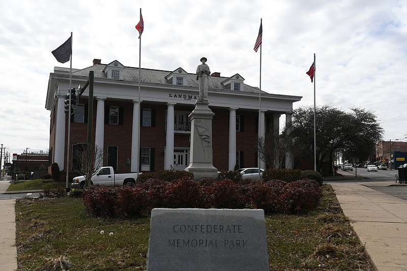 Confederate Square at the corner of Ouachita Avenue and Central Avenue was built by the Daughters of the Confederacy to remember soldiers of the Confederate Army from Hot Springs. - Photo by Lance Brownfield of The Sentinel-Record