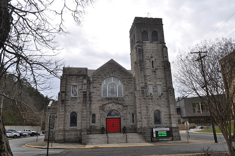 First Presbyterian Church, 213 Whittington Ave., Hot Springs, sits on land donated by Hiram Whittington. The church was designed in 1907 by architect Charles L. Thompson.(Special to the Democrat-Gazette/Sonny Rhodes)