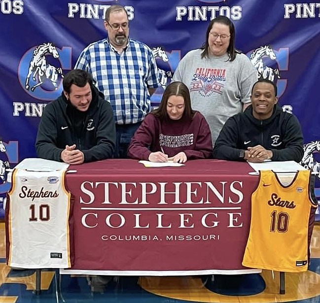 Lady Pintos basketball senior Lauren Friedrich signed to play for Stephens College on Feb. 13. (Photo submitted by Brad Friedrich)