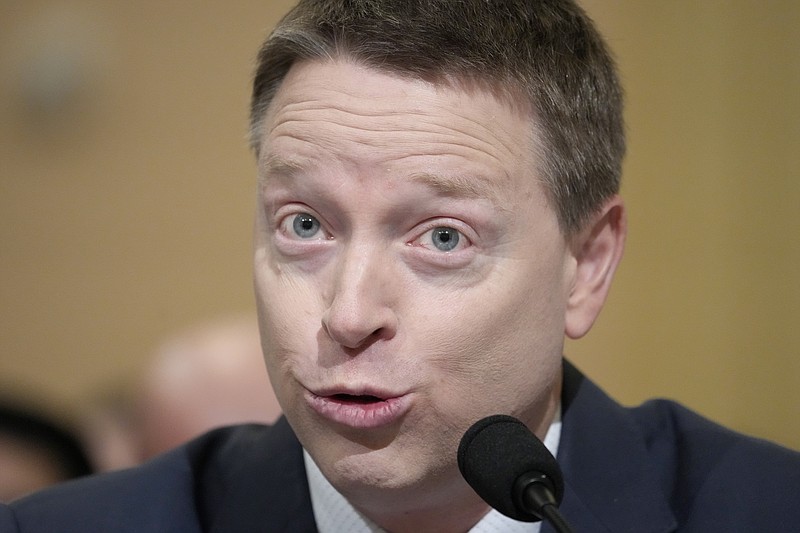 Matt Pottinger, former deputy national security adviser, testifies during a hearing of a special House committee dedicated to countering China, on Capitol Hill, Tuesday, Feb. 28, 2023, in Washington. (AP Photo/Alex Brandon)