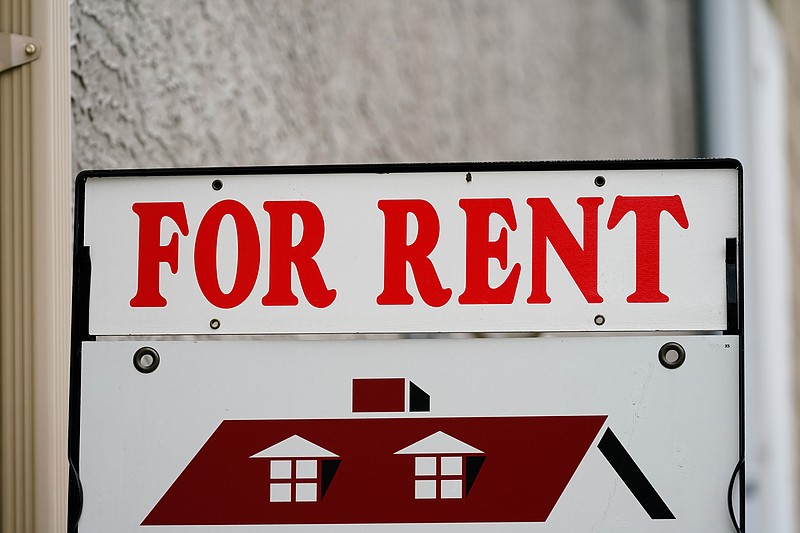 A "For Rent" sign is displayed outside a building in Philadelphia in this 2022 file photo. (AP Photo/Matt Rourke, File)