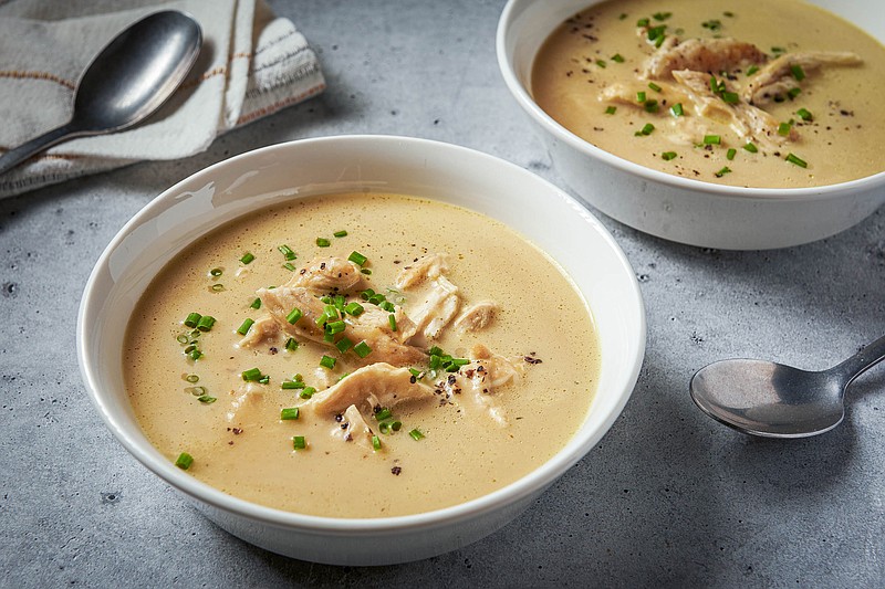 Creamy Chicken Soup With Caramelized Onions and Gruyere. (Photo for The Washington Post by Rey Lopez)