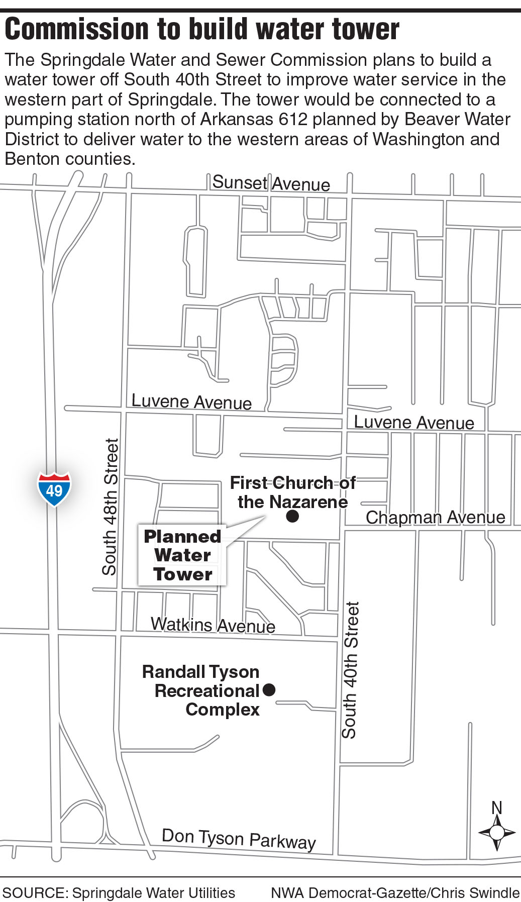 Springdale Water Utilities plans water tower to supply southwest part
