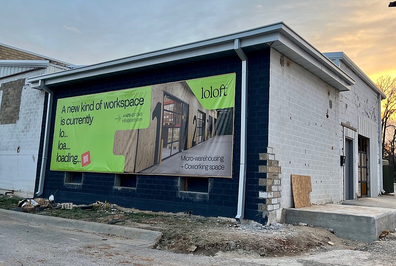 A building at 600 S. First St. in Rogers is seen in this March 7, 2023 photo. The Rogers Planning Commission approved a rezoning for the property on Tuesday. (Garrett Moore/NWA Democrat-Gazette)
