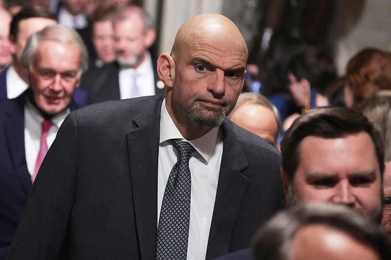 U.S. Sen. John Fetterman (D-PA) walks through the Statuary Hall of the U.S. Capitol prior to President Joe Biden’s State of the Union address at a joint meeting of Congress in the House Chamber of the U.S. Capitol on Feb. 07, 2023, in Washington, DC. (Alex Wong/Getty Images/TNS)