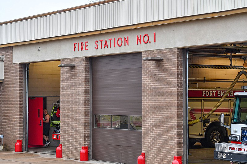 Station No. 1 of the Fort Smith Fire Department is seen, Thursday, March 9, 2023, in downtown Fort Smith. The Fort Smith Board of Directors on Tuesday approved to rename the station after the late Fire Chief, Phil Christensen. Visit nwaonline.com/photo for today's photo gallery.
(NWA Democrat-Gazette/Hank Layton)