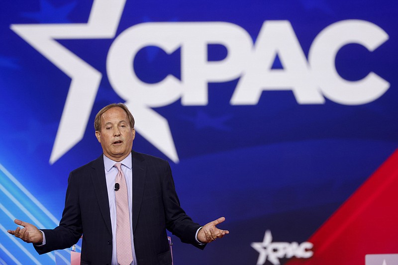 Texas Attorney General Ken Paxton speaks during the second day of the Conservative Political Action Conference at the Hilton Anatole in Dallas on Friday, Aug. 5, 2022. (Shafkat Anowar/The Dallas Morning News/TNS)