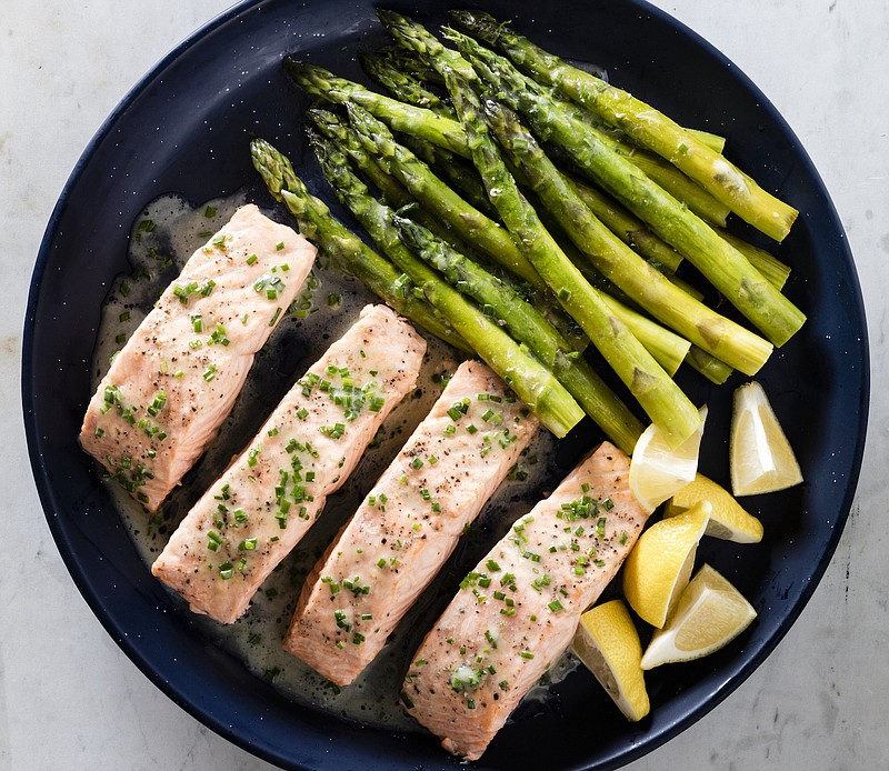 Salmon With Asparagus and Chive Butter Sauce (America’s Test Kitchen/Daniel van Ackere)