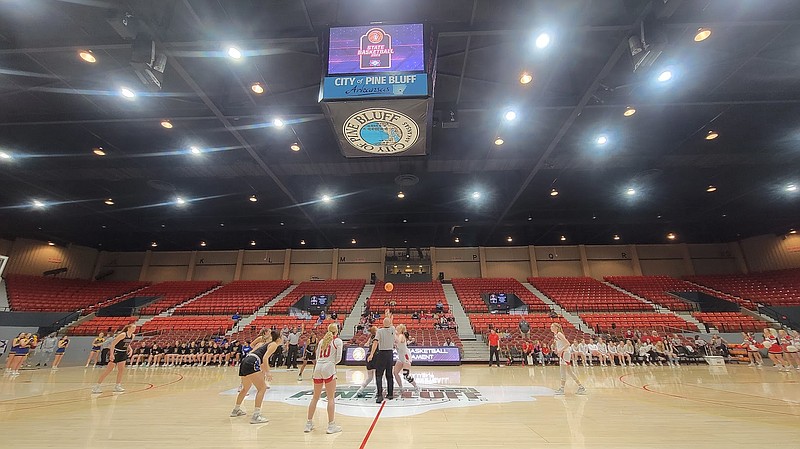 The Pine Bluff Convention Center, pictured Feb. 28 for the start of the 5A state basketball tournament, is booking more events for 2023. (Pine Bluff Commercial/I.C. Murrell)