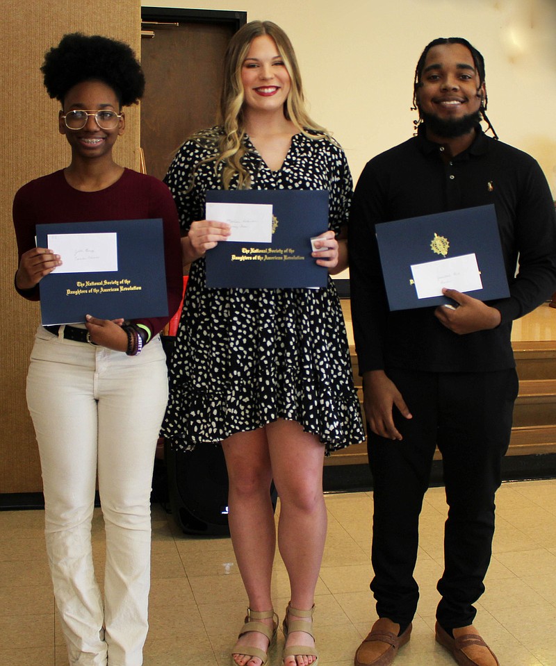 From left to right Good Citizen winners are Zion Bragg, Camden Fairview High School, Madison Richardson, Harmony Grove High School, and Jamalachi Beets from Bearden High School.