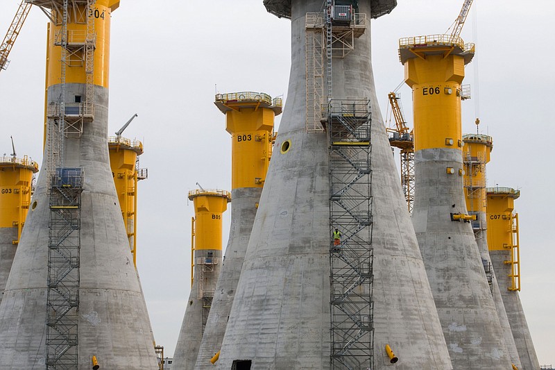 Wind turbine foundations under construction. MUST CREDIT: Bloomberg photo