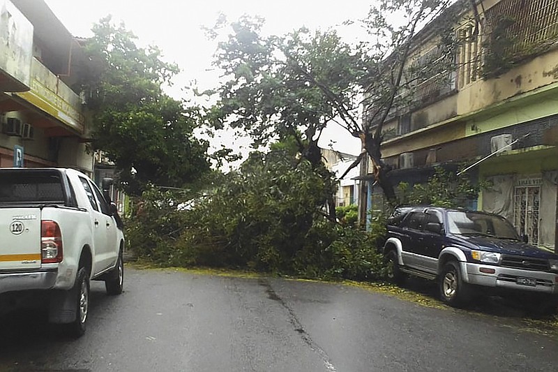 Trees are strewn across a street in Quelimane, Mozambique, Saturday, March 11, 2023. Record breaking Cyclone Freddy, will make its second landfall in Mozambique on Sunday morning as an "intense tropical cyclone." (AP Photo)