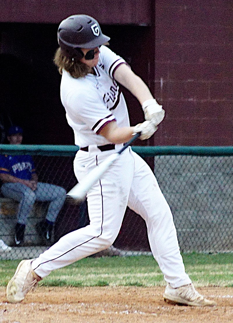 Randy Moll/Westside Eagle Observer file photo
Gentry's Crafton Beeler bats in a Gentry home game earlier this month.