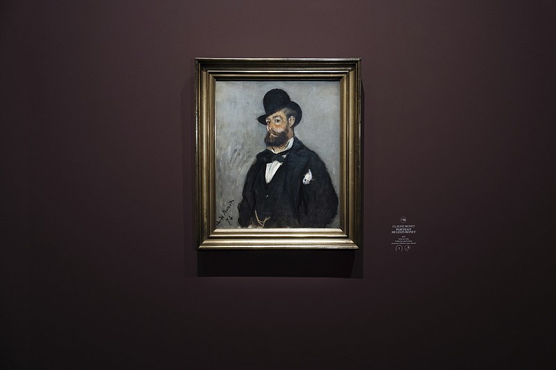 A portrait of Leon Monet by his brother Claude Monet hangs on display Monday as part of an exhibition illuminating the hitherto unknown role Leon played in the role of his brother's life and art at the Musée du Luxembourg in Paris. (AP/Lewis Joly)