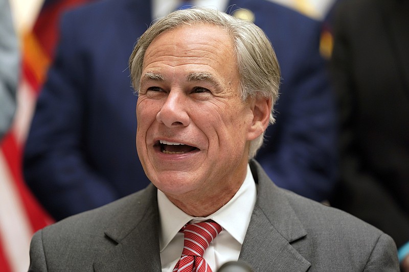 FILE - Republican Texas Gov. Greg Abbott speaks in Tyler, Texas, Sept. 7, 2021. Texas and Florida are being led by tough-talking Republican governors weighing presidential runs as their state lawmakers debate especially strict legislation on border security. (AP Photo/LM Otero, File)