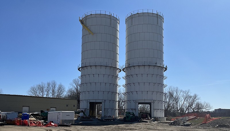 Two new silos are under construction for the Jefferson City River Terminal, which is operated by Capital Sand Company. (Provided/Jason Branstetter)
