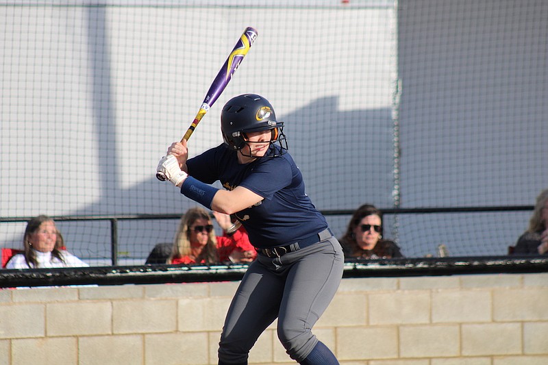 Photo By: Michael Hanich
SAU Tech shortstop Morgan Cruse up to bat in the game against Mississippi Delta.
