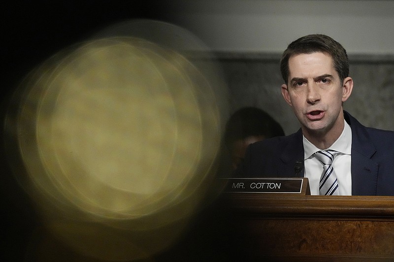 Sen. Tom Cotton, R-Ark., speaks during a Senate Armed Services Committee hearing March 7, 2023, on Capitol Hill in Washington. (AP Photo/Carolyn Kaster)