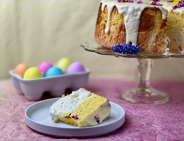 Cascarones & cake: Daffodil Cake, Easter eggs both hold a surprise