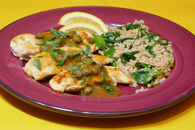 Lemony Chicken Tenders with Spinach Rice. (Linda Gassenheimer/TNS)