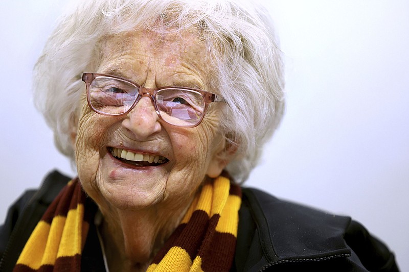 Sister Jean has a hearty laugh in her office on the campus of Loyola University in Chicago's Rogers Park neighborhood on Feb. 8, 2023. (Chris Sweda/Chicago Tribune/TNS)