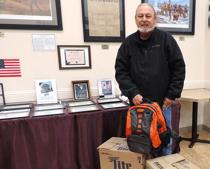 Johnny Butler, Elks National Veteran Service Commission representative for Hot Springs, is shown with some of the donated items. - Submitted photo