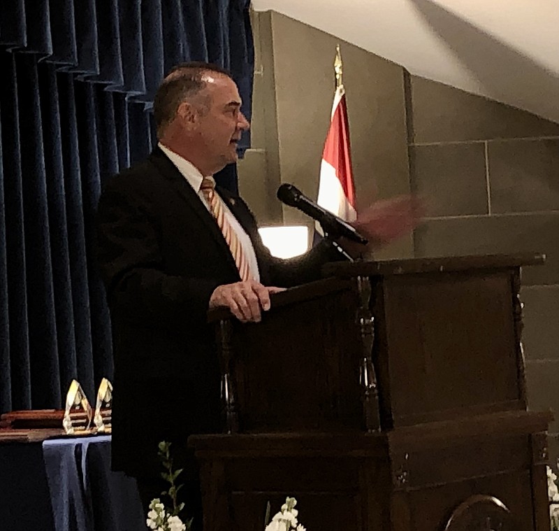 Joe Gamm/News Tribune
Missouri Lt. Gov. Mike Kehoe addresses recipients of the 2023 Women of Achievement Awards on Thursday, March 23, 2023.