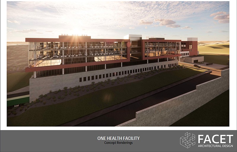 CASCO Architecture, Engineering & Design created conceptual design renderings for the planned state health and crime lab to be built near the Missouri State Penitentiary site in Jefferson City. The renderings are solely conceptual and do not necessarily reflect the final design, according to the Missouri Office of Administration. (Courtesy/Office of Administration)