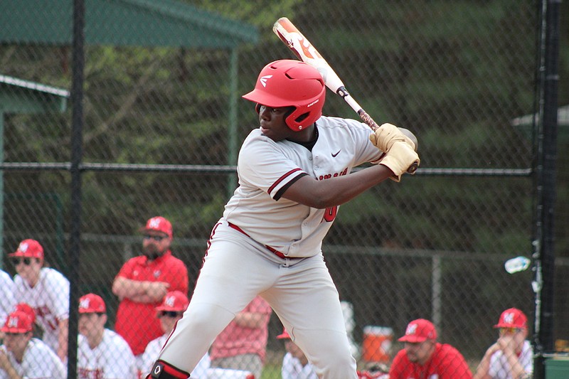 Photo By: Michael Hanich
Camden Fairview infielder Jy'Mauri Utsey up to bat in the game against El Dorado.