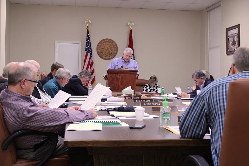 The Union County Quorum Court is seen meeting in February 2023. (Caitlan Butler/News-Times)