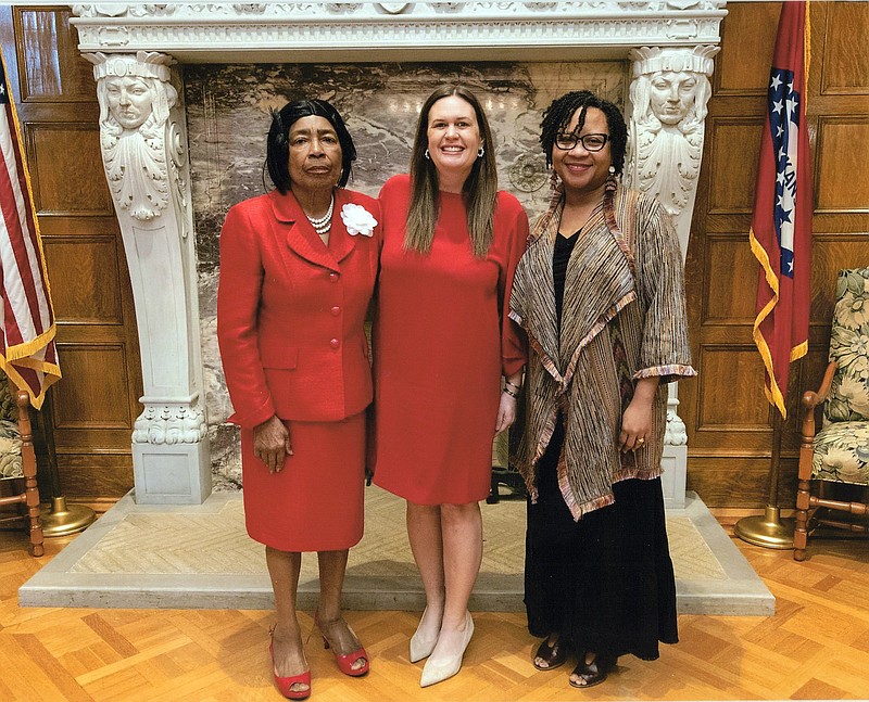 Mandy Brown, left, and former El Dorado Mayor Veronica Smith-Creer met with Gov. Sarah Huckabee Sanders on March 16. Brown travelled to the State Capitol to speak with the governor's team about geriatric health care in Arkansas. (Courtesy of Mandy Brown/Special to the News-Times)