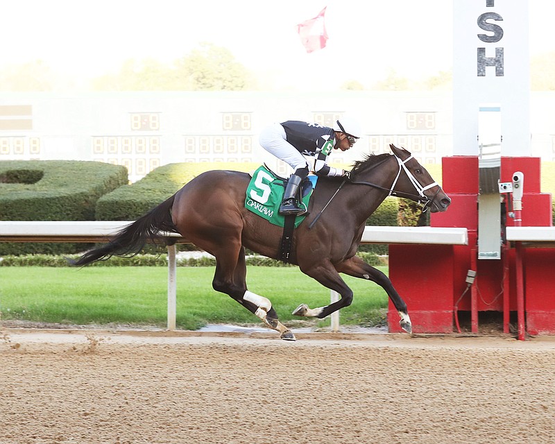 Key of Life, under Isaac Castillo, wins the $150,000 Purple Martin Stakes Saturday at Oaklawn. - Photo courtesy of Coady Photography