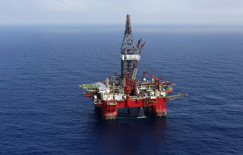 FILE - The Centenario deep-water drilling platform off the coast of Veracruz, Mexico, in the Gulf of Mexico, is pictured on Nov. 22, 2013. The Biden administration will auction oil and gas leases across more than 114,000 square miles of public waters in the Gulf of Mexico on Wednesday, March 29, 2023, in a sale mandated by last year's climate bill compromise. (AP Photo/Dario Lopez-Mills, File)