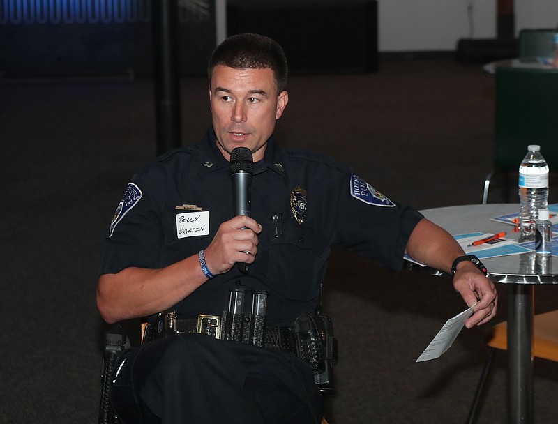 HSPD Interim Chief William "Billy" Hrvatin speaks at the Unity Coalition of Garland County’s weekly meeting at Lakepointe City Church in June 2020. - File photo by The Sentinel-Record