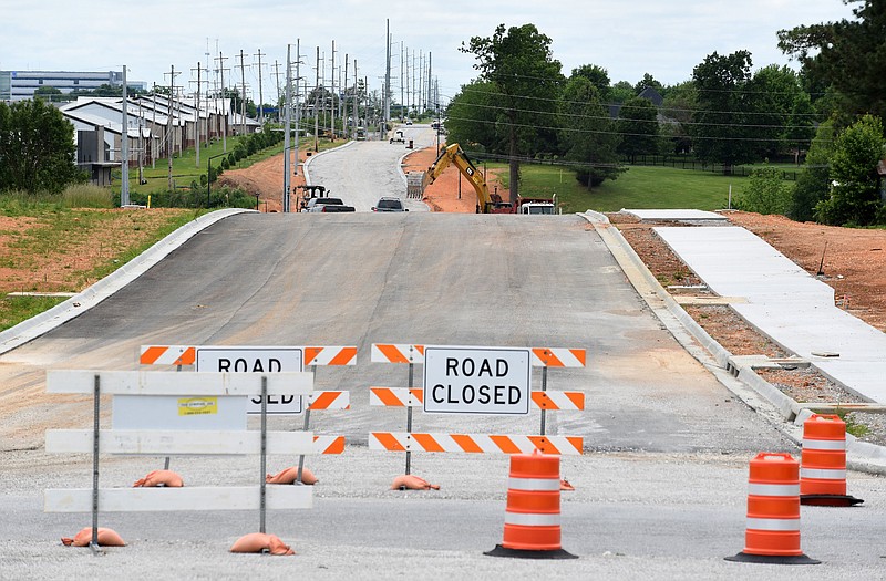 A new section of Gene George Boulevard is visible Tuesday, May 19, 2020, in Springdale. 
(NWA Democrat-Gazette/David Gottschalk)