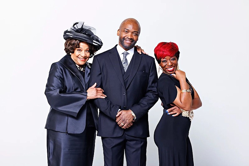 Kathy Tyree (from left), Michael A Jones and Tameka Bob make up the cast of "Chicken & Biscuits" at TheatreSquared in Fayetteville.

(Special to the Democrat-Gazette/Wesley Hitt)