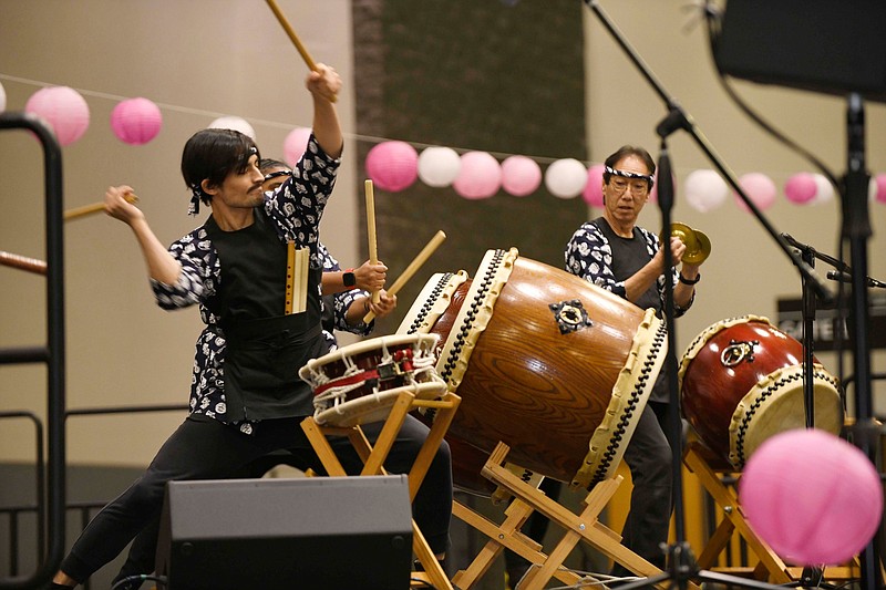 Members of Dallas Kiyari Daiko group, back for their second year, played traditional Japanese taiko drum, flute and shamisan during the Hot Springs National Park Sister City Foundation's sixth annual Arkansas Cherry Blossom Festival, a celebration of Japanese culture, on April 2 at Bank OZK Arena. Photo is courtesy of Tarrance Armstard/Hot Springs Sister City Program. - Submitted photo