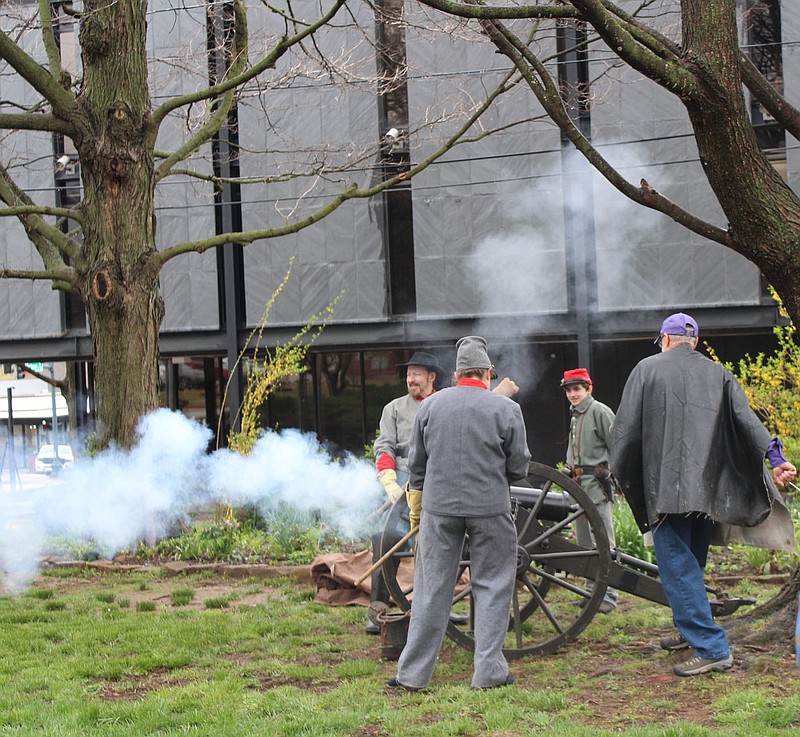 The April 15 commemoration of the Battle of Fayetteville will include artillery demonstrations at 1:30 and 3 p.m. by the 1st Arkansas Mountain Artillery reeenactment group. Fayetteville Mayor Lioneld Jordan will open the days events at 10 a.m. by reading a proclamation and firing a cannon after an honor guard presents the colors.

(Courtesy Photo/WCHS)