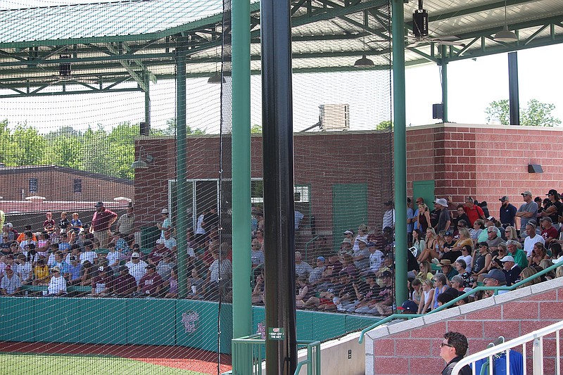 Lake Hamilton and Jonesboro fans watch their two teams face off in the Class 5A state tournament at Majestic Park in May 2022. - Photo by Krishnan Collins of The Sentinel-Record