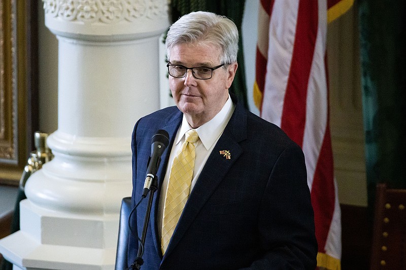 Texas Lt. Gov. Dan Patrick presides over the State Senate on the second day of the 87th Texas legislature on Wednesday, Jan. 13, 2021, at the Texas State Capitol, in Austin, Texas. Patrick made passing a bill that would require schools to inform parents of all books their children check out of campus libraries one of his top priorities for the 2023 legislative session. (Lynda M. Gonzalez/The Dallas Morning News/TNS)