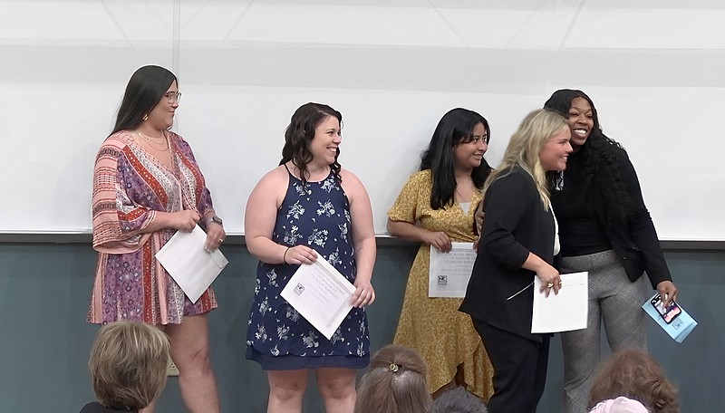 Four students were awarded the "Believe" in Honor of Lauralee Bardwell scholarship. – Photo by Courtney Edwards of The Sentinel-Record