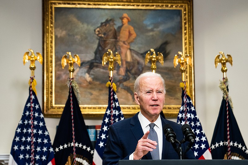 President Biden speaks from the White House in March. MUST CREDIT: Washington Post photo by Demetrius Freeman.