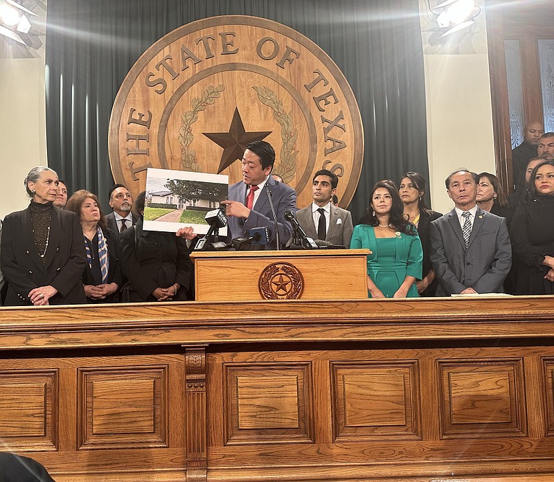 State Rep. Gene Wu (D-Houston) inside the Texas Capitol on Jan. 26, 2023, for a news conference denouncing a Senate bill that has been filed that would prohibit citizens from China and three other countries from buying land in Texas. (The Dallas Morning News/TNS)