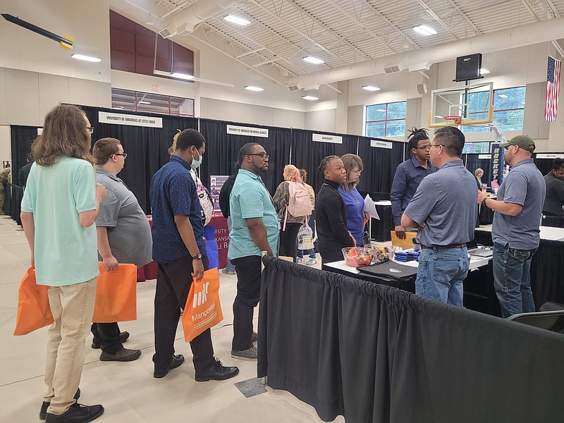 Interns from Project Search , a job placement program for adults with learning disabilties, attend the SAU Tech job fair. (Photo by Bradly Gill)