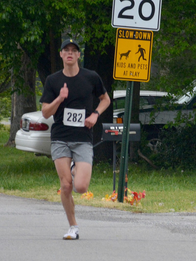 Graham Thomas/Herald-Leader
Caleb Leach was the top overall finisher of the Dogwood 5K on Saturday, April 29. Results of the 5K and the 10K can be found on City of Siloam Springs' Facebook Page.
