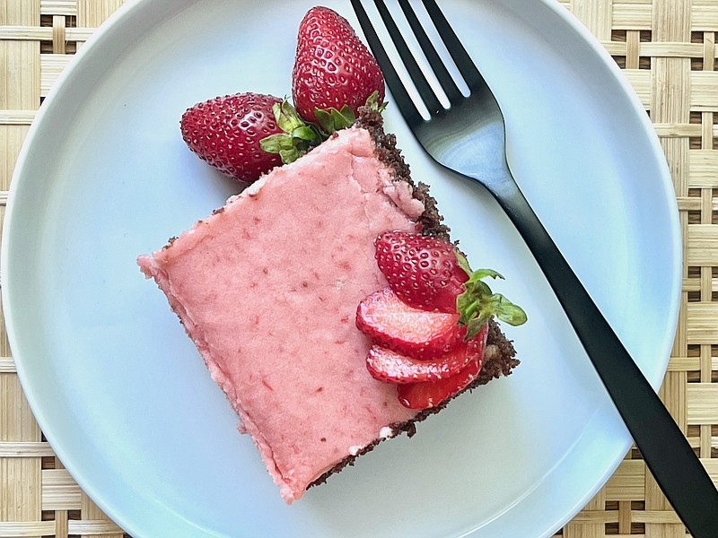 Strawberry Cake made with chocolate cake mix (Arkansas Democrat-Gazette/Kelly Brant)