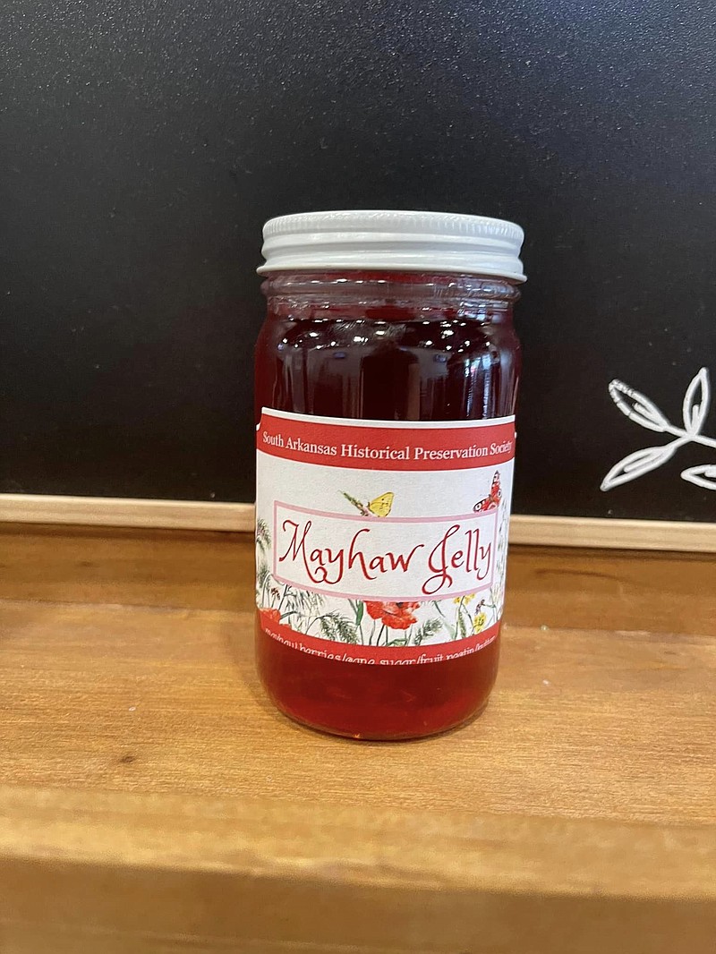 A jar of mayhaw jelly, prepared and canned by South Arkansas Historical Preservation Society staff, is seen. The famous preserves will be on sale during today's Mayhaw Festival near downtown El Dorado. (Courtesy of Steve Biernacki/Special to the News-Times)