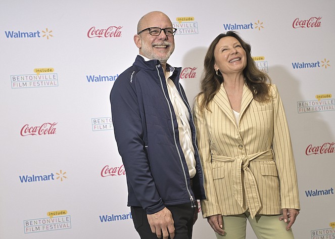 Al Dominguez (left), president of Walmart sales for Coca Cola Company, and Bentonville Film Festival and Foundation President Wendy Guerrero pause during a media preview today in Bentonville. The Bentonville Film Festival leadership gave an exclusive first look at the 2023 festival program.

(NWA Democrat-Gazette/Charlie Kaijo)